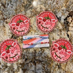 Dutch Bros Dutch Luv Bracelets and 4 Dutch Luv stickers